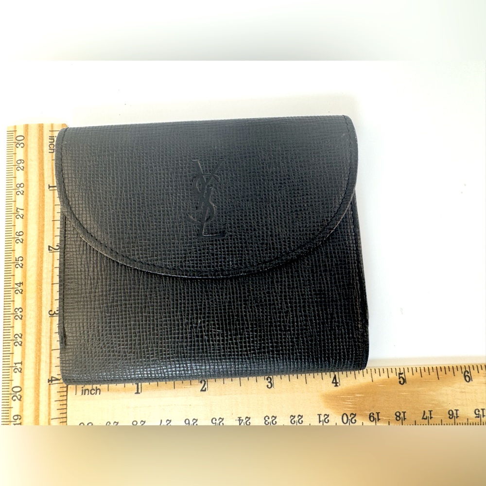 YSL Wallet Yves Saint Laurent Black Clutch 80s GWP Authentic Vintage YSL Wallet - Picture 11 of 13